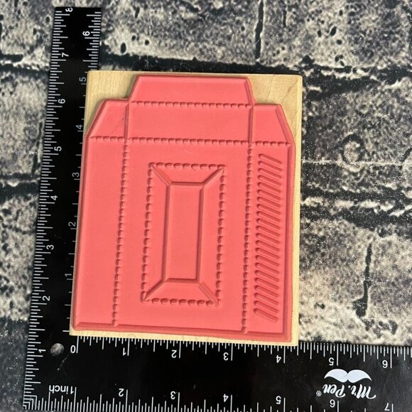 Art Gone Wild V1-1223 Large Box Template Rubber on Wood 2001 Ink Stamp 5"x4" - Picture 4 of 7